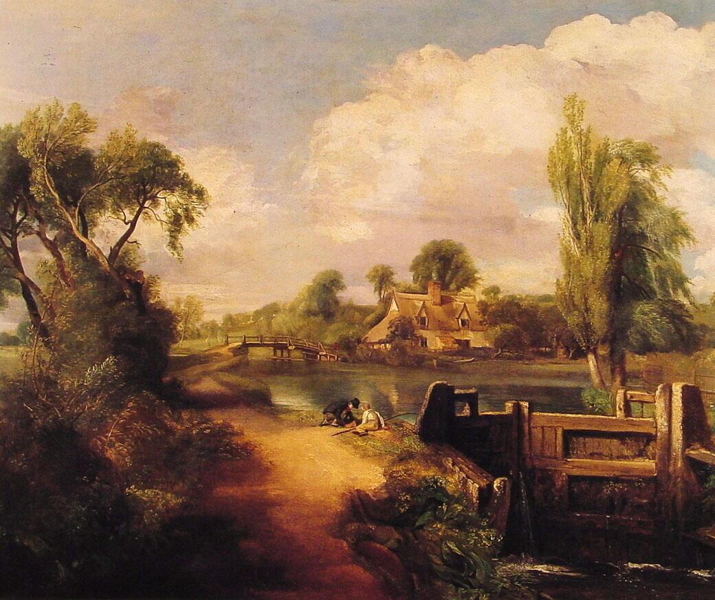 John Constable Landscape with Boys Fishing